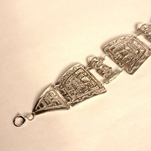 Antique Industria Peruana Aztec Maya Bracelet 900 Silver - Picture 8 of 13